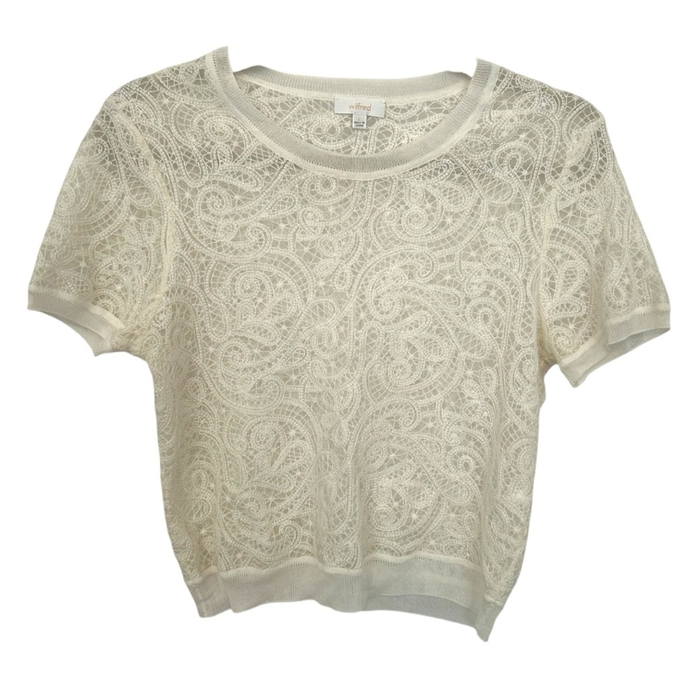 Aritzia Wilfred French Lace Dentelle Romantic Paisley Bolero Style Top Sz L